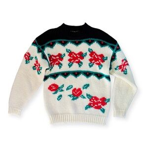 Vintage TJW by Mervyn’s Chunky Knit Mock Neck Winter Berry Sweater, sz. L